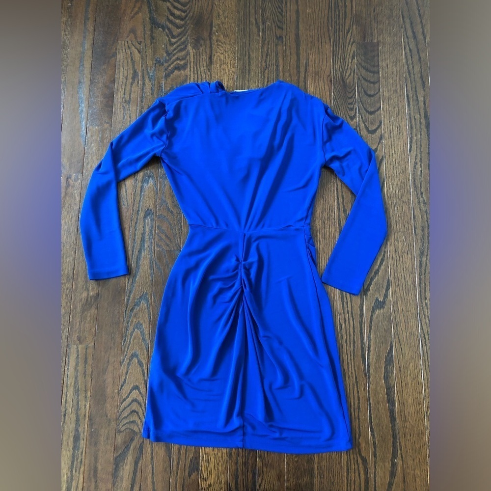 Diane von Furstenberg Women’s XS Royal Blue Joanie Long-Sleeved Ruched Dress - Picture 11 of 11